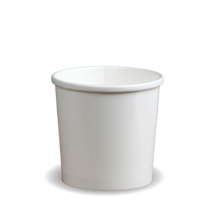 White Disposable Paper Ice Cream Soup Containers Heavy Duty / Lids