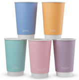 NEW - Compostable PASTEL Vegware Double Wall Coffee Cups