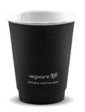 NEW - Compostable BLACK Vegware Double Wall Coffee Cups