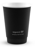 NEW - Compostable BLACK Vegware Double Wall Coffee Cups