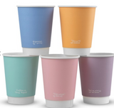 NEW - Compostable PASTEL Vegware Double Wall Coffee Cups