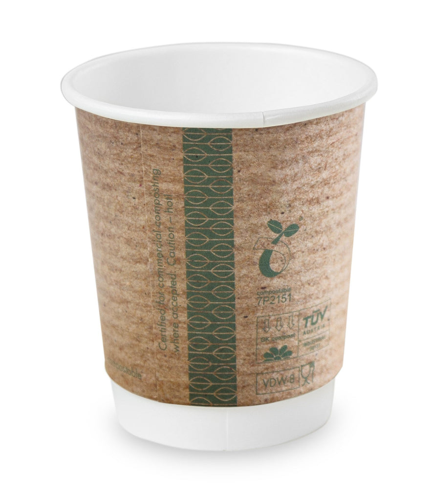 Compostable Coffee Cups Double Walled - 8oz, 12oz & 16oz – Green Man  Packaging